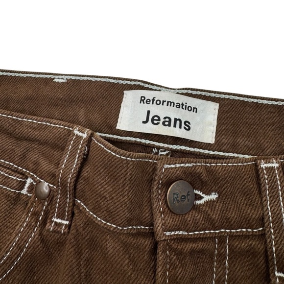 Reformation High Rise Straight Cowboy Jeans Brown, Size 25 - Picture 5 of 13
